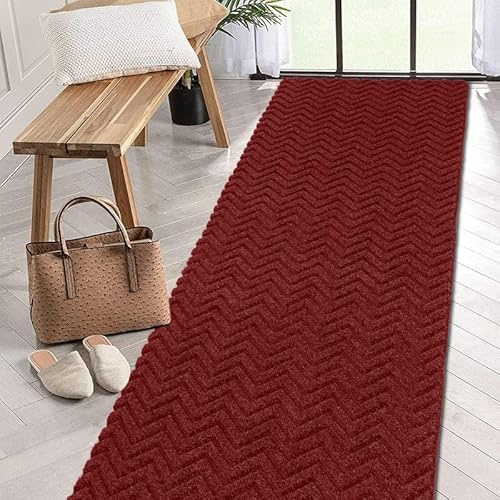 Petgrow Heavy Duty Hallway Runner Rug 1FTX6FT,Custom Size Backed Non-Slip Area Rugs Runner,Outdoor Indoor Carpet Door Mat for Floor Entryway,Kitchen Laundry Balcony Garage,Red