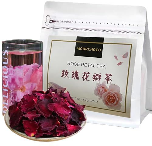 Dried Rose Petals - 1.76oz/50g - Edible Flowers Real Rose Petals - Non-GMO - Caffeine-free - Use in Tea, Baking, Crafting