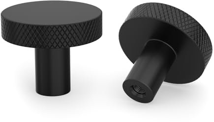 LONTAN 4 Stück Schrankknöpfe Möbelknöpfe Schwarz Möbelknöpfe Edelstahl Schrankknöpfe Edelstahl Knöpfe für Schränke Kommodenknöpfe Küchenknöpfe