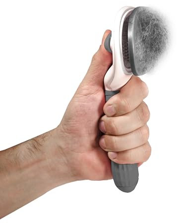 LINUMA® Hundebürste, Katzenbürste, Fellwunder Bürste Hund, Hundezubehör, Katzen Zubehör, Haustier Bürsten, Langhaar und Kurzhaar Fellbürste Katzenhaarbürste Fellpflege & Krallenpflege cat (Grau)