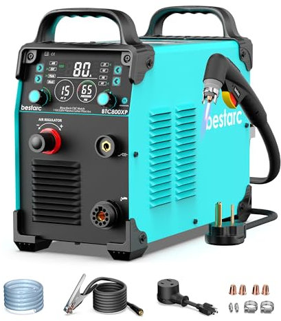 bestarc Plasma Cutter, [Blow Back Pilot Arc][Large LED][Air Sensor] 80Amp Non-HF CNC bestarc Plasma Cutter Machine 110V/220V Dual Voltage, 5/8 Clean Cut 1.57 Max Cut, PA/PT, 2T/4T for Beginners DIY