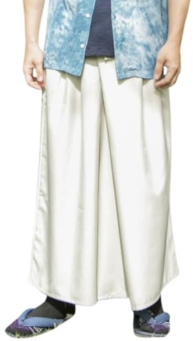 [倭物や Kaya] Hakama - Long Culotte-Like Japanese Garment Gallant/Japanese Classical Bottoms 7CA-1101 Men's White