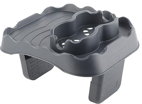 Vassoio da Bagno Regolabile in TPU, Supporto per Vasca Idromassaggio con Fori di Drenaggio, Porta Snack e Bevande, Antiscivolo, Blu