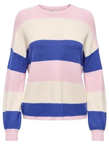 ONLY Onlatia L/S randig tröja KNT Noos, Ljusrosa, XXL
