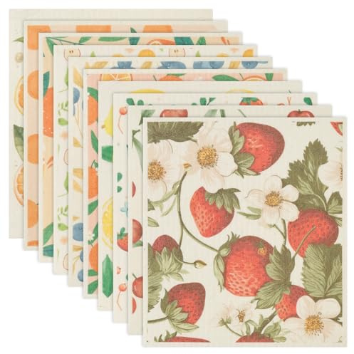 10 panni svedesi per cucina, panni riutilizzabili in spugna per la pulizia, asciugamani di carta assorbenti, asciugamani di carta lavabili, ad asciugatura rapida, senza odore, per banconi della cucina
