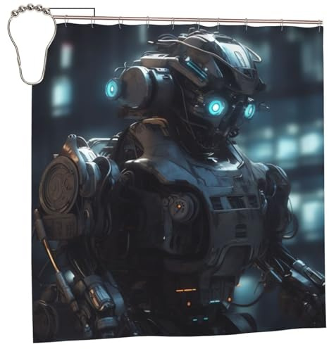 BWLHJKE Future Robot Shower Curtain Sets with 12 Hooks Waterproof Bath Curtain Heavy Duty Thick Bathtub Curtains Washable Cloth Farmhouse Bathroom Curtains 72x 72