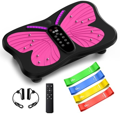 Pedana Vibrante Dimagrante, Piastre Vibranti 3D per la Perdita di Peso e il Drenaggio Linfatico, 200 Velocità Regolabili, Peso Massimo 400 Lbs, Piattaforma per il Fitness a Casa (pink)