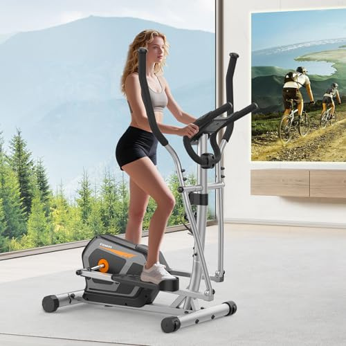 Vélo elliptique Magnétique avec 16 Niveaux de Résistance,Bluetooth App,Pulse Rate Grips & LCD Monitor,Pédale antidérapante,Velo elliptiques pour la Maison avec Capacité Max 130KG