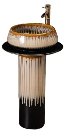 Lavandino moderno con piedistallo Lavandino da bagno con piedistallo, esterno, in ceramica, rubinetto e scarico