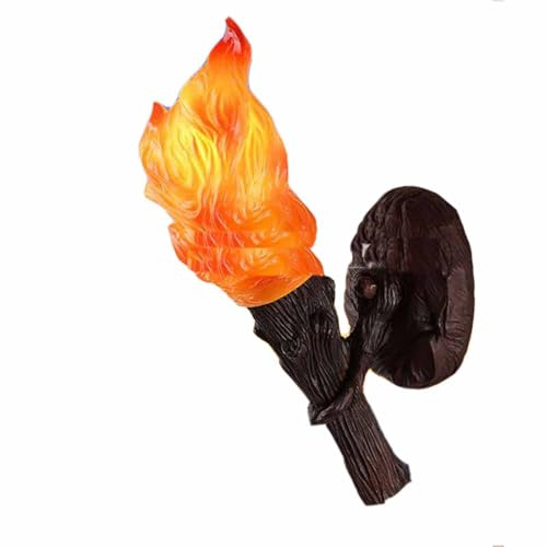 TYXFSMYXGS Applique da Parete Industriale Vintage Americana, Lampada da Parete in Resina a Forma di Torcia con Lampadina LED a Fiamma tremolante, Lampada da Parete Rustica retrò per Ristorante, Bar,