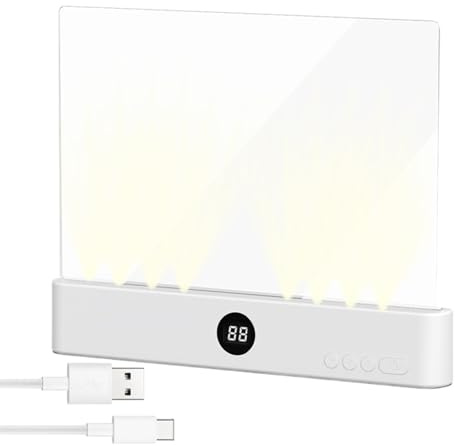 Wezalget Lampada da Lettura, Lampada da Lettura Piatta A LED Trasparente Ricaricabile con 3 Colori e Timer, Per Leggere A lettos Di Notte