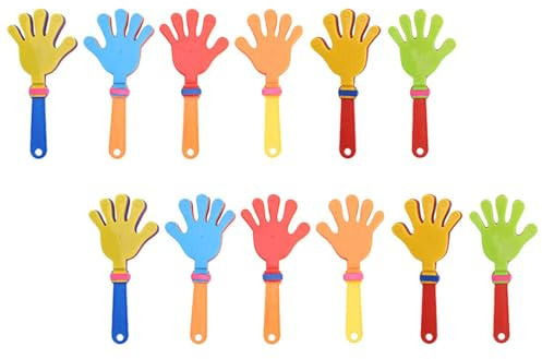 MUELODSIC Matracas de Plástico Pequeñas Coloridas, Generadores de Ruido Badajo para Fiestas, Accesorios para Niños y Adultos, Juguetes Ruidosos para Animar Eventos, Pack de 12 Unidades