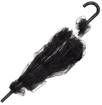 Kisangel Sombrilla de Encaje para Bodas y Actuaciones Escénicas, Paraguas Negro de Aleación de Aluminio Diseño Artístico y Tacto Cómodo para Fotografía y Decoración
