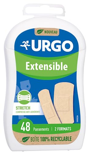 Urgo - Pansements - Extensible strech - Compresse Anti-adhérente - Boîte familiale : 48 pansements