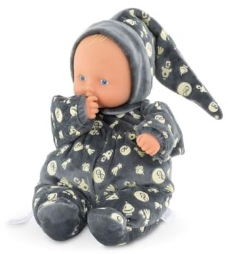 Corolle 9000020120 - Mon Doudou Babipouce Glow in The Dark, leuchtet im Dunkeln, extra weiche Schmusepuppe mit Vanilleduft, waschbar, 28cm, Behält den Daumen im Mund