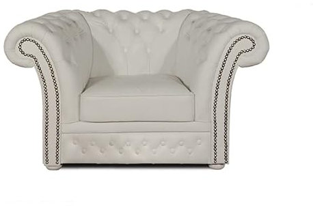 Chesterfield Sillón Winfield Basic Lujo Cuero | Tiempo de entrega de 2 a 4 semanas (blanco )