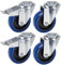 Dörner + Helmer 4er Profi-Rollen-Set 100 mm, blauer Elastik-Vollgummi, Rückenloch, Rollenmix, Tragkraft 450kg/Set