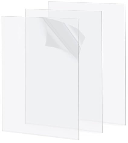 Qiareoiu 3 Stück 42 x 29.7 cm Transparente Acrylplatte 2mm Dick, A3 Kunststoff Acrylplatte, Acrylglas Platten für Wandarbeiten, Glas-Bilderrahmen, DIY