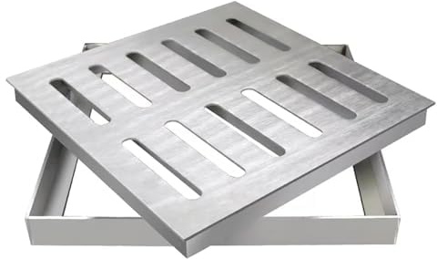 YiLang Griglia di Scarico in Acciaio Inossidabile 304 con Telaio,Griglia per fognatura Quadrata, Copertura per Lo Scarico della Trincea per carichi Pesanti, Filtro per Scarico a Pavimento del Garage