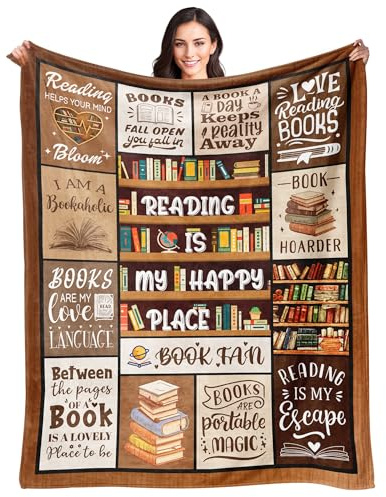 Book Lovers Gifts - Gifts for Book Lovers Women - Gifts for Readers - Reading Blanket - Books Club Librarian Bookworm Bookish Blanket Present for Women - Christmas Graduation - Throw Blanket 50x60