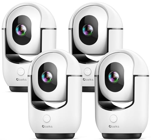 Cloarks 2K Pan/Tilt Security Camera, WiFi Indoor Cameras for Home Security with AI Motion Detection, Pet/Dog/Baby Camera with Phone App, 2-Way Audio, 24/7, Siren, TF/Cloud Storage, 4 Pack