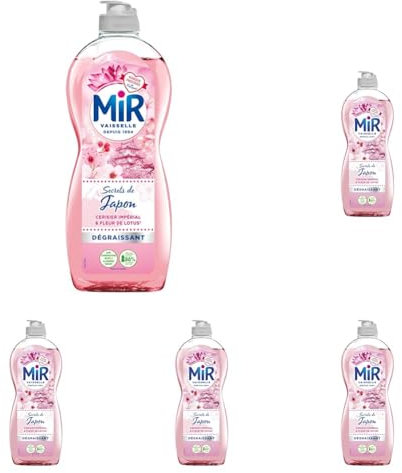 Mir Vaisselle - Secrets de Japon - Fleur de Lotus & Cerisier Impérial - Expérience Complète et Unique - Pouvoir Dégraissant - Sans Conservateurs - Sans Allergènes Parfum - Respect de la Peau - 675ml