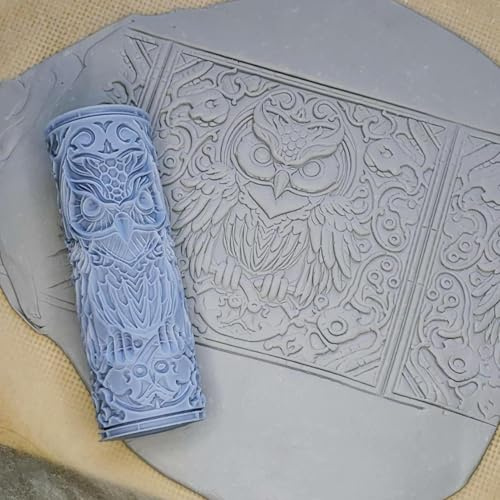 Clay Tile Roller, 4 in Clay Texture Rollers and Ceramic Printing, Polymer Clays Hammered Texture Roller, Textured Rolling Pins for Clay, for Pottery Ceramics Clay Handcrafts