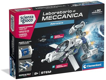 Clementoni Scienza e Gioco Laboratorio di Meccanica - Astronave, Set di Costruzioni Bambini 8+ Anni, Scopri i Principi dell'Ingegneria, Made in Italy, Lingua Italiana, 19390