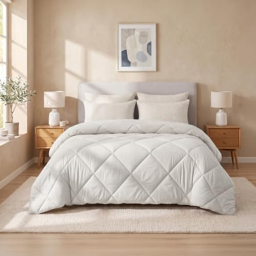 SLEEP COMFY Couette d'été confort 2 en 1 200 x 220 sans housse et couette matelassée en microfibre lavable avec certificat OEKO-TEX