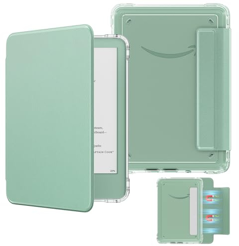 MoKo Étui Magnétique Détachable pour Le Tout Nouveau Kindle (11e Génération 2024/2022) 6 Pouces, Coque Légère et Résistante aux Rayures, à Dos Ultra-Clair avec Réveil/Sommeil Automatique, Vert Matcha