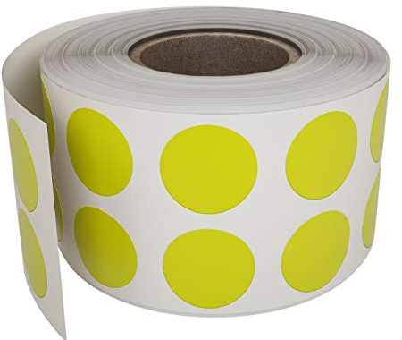 Pegatinas de puntos en amarillo - Etiquetas de colores en rollo para el etiquetado de inventario Paquete de Dots 1080 de 0,50 pulgadas de 13 mm de Royal Green