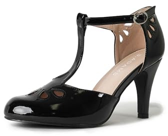 J. Adams Pepper Mary Janes - Cutout Kitten Heel Retro T Strap Pumps