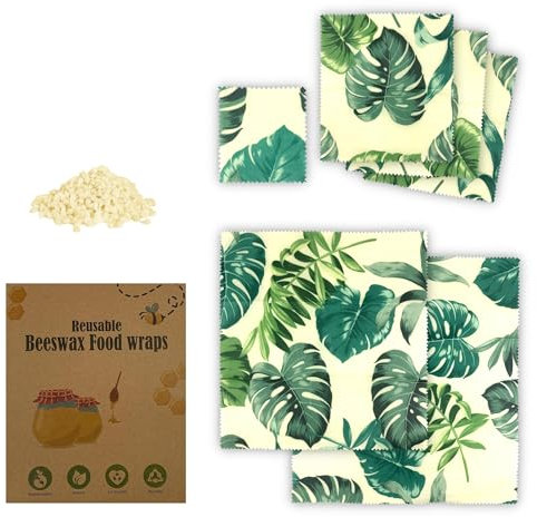 6 Pack of Premium Beeswax Wraps Including Free Beeswax Block to Make Your own eco Wraps at Home!