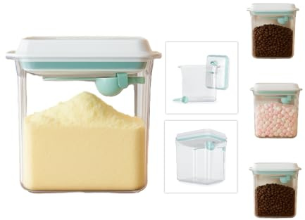 FEEDO Milchpulver Aufbewahrung Behälter mit Löffel 1700 ml | Baby Milchpulver Box | Versiegelt Milchpulver-Spender mit Luftdichter Deckel, BPA Frei, Transparent