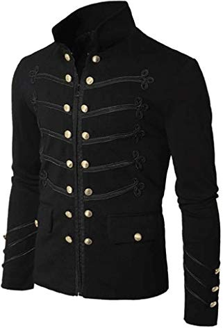 Cappotto da uomo in stile gotico e steampunk, vintage, autunno e inverno, caldo e morbido, cappotto a doppiopetto da uomo, giacca a vento da uomo di media lunghezza, abbigliamento punk vittoriano