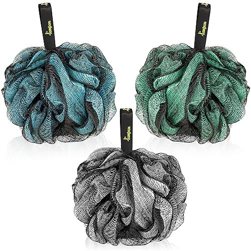 lampox - Badeschwamm [3er Pack] Duschschwamm, Peelinghandschuh, Badebürste, Peeling schwamm, Luffa schwamm, extra groß (Mix C)