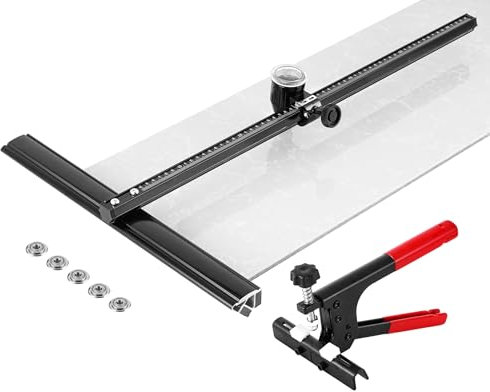 MXBAOHENG Cortador manual de azulejos tipo T de 600 mm kit de herramientas de corte de azulejos de gran formato para azulejos de cerámica con 1 alicates potentes y 5 cuchillas de corte