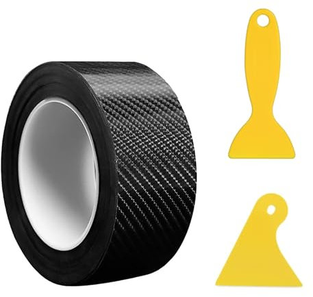 Yuqilin 5CM*10M Carbon Folie Auto,3D Selbstklebend Einstiegsleisten Kohlefaser Aufkleber Autofolie Wasserdicht Einstiegsleisten Schwarz Selbstklebend Lackschutzfolie,für Auto Motorrad DIY