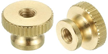 sourcing map Knurled Thumb Nuts, 18pcs M4x D12mm x H8mm Brass Knurled Nut with Collar High Head Through Hole Adjusting Nuts for 3D Printer Parts