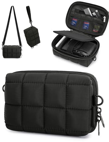 bagsmart Digitalkameratasche, Dehnbare Schutzhülle mit 2 Tragemöglichkeiten, leichte und wasserdichte kleine Kameratasche für Canon PowerShot G7X Mark II/III/Sony DSCW800/DSCW830/GoPro, Schwarz