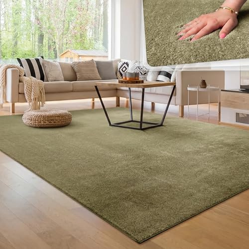 Paco Home Matta för vardagsrum enkel tvättbar mjuk kort hög, Storlek:160x220 cm, Färg:Ljusgrön