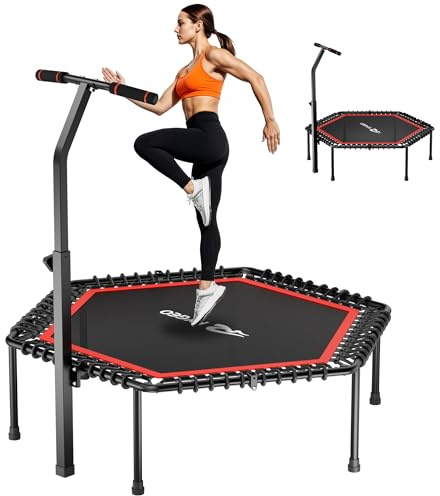 Trampolín de 50 Pulgadas para Adultos, Rebote Interiores y Exteriores con Marco Resistente, trampolín de Fitness elástic para Entrenamiento en casa y Ejercicios Deportivos, Carga máxima de 230 kg