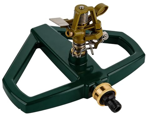 Irrigatore per prato con base in metallo, irrigatore a impulsi pesanti, irrigatore a pulsazione per ampia copertura della superficie, girevole a 360°, irrigatore pulsante, in zinco per prato, giardino