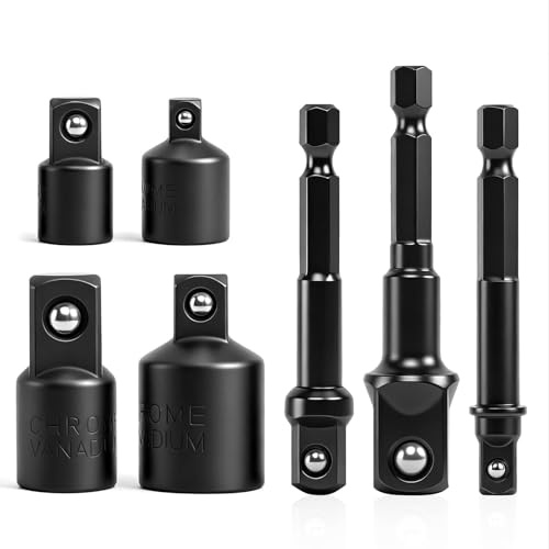 7 Teilige Stecknuss Adapter Set, Stecknussadapter Set Adapter Satz, 1/4 Auf 3/8, 3/8 Auf 1/2 Steckschlüssel Impact Socket Adapter für Steckschlüsseln Nuss Knarren