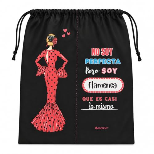 illustrArte Flamenco skopåse María Rojo 40 x 40 cm | Flamenco-skopåse 40 x 40 cm med två fack och dragsko, för dans, sport, resa och resväska.