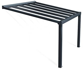 Canopia by Palram Terrassenüberdachung Alu Stockholm 3.4x3.7 Polycarbonat Hohlkammerplatten Pergola 340 x 370 cm Grau zur Überdachung ihrer Terrasse