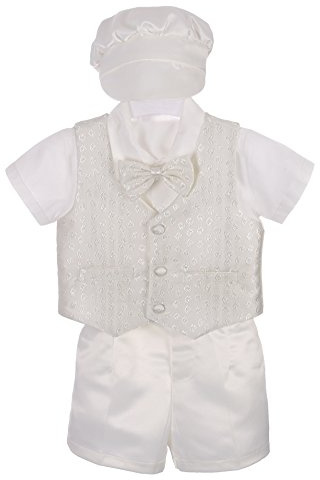 Lito Angels - Abito da Battesimo per Bimbo, Completo Battesimo con Papillon e Cappello (Avorio, Manica Corta) Taglia 12 Mesi