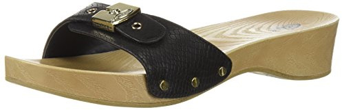 Dr. Scholl's Shoes Women's Classic Sandal Faux Wood Slide Sandal ,Black Snake Print,9