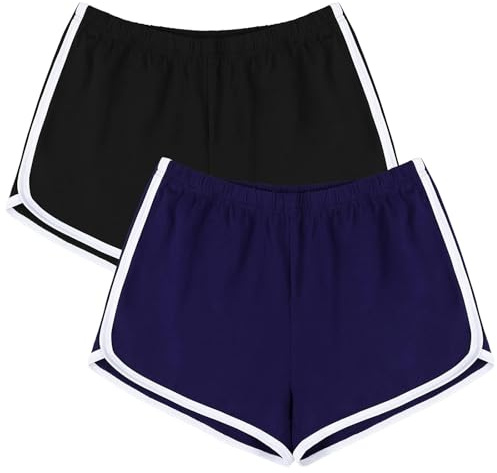 URATOT 2-pack sportshorts i bomull yoga dans korta byxor sommar atletiska shorts