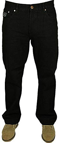 Forge New Mens Stretch Straight Leg Regular Fit Classic Basic Plus Size & Regular Size Denim Jeans Black